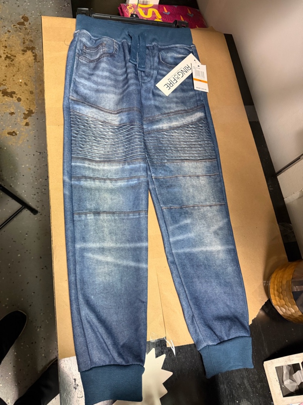 Ring of Fire Boys' Blue Denim-Look Jogger Sweatpants